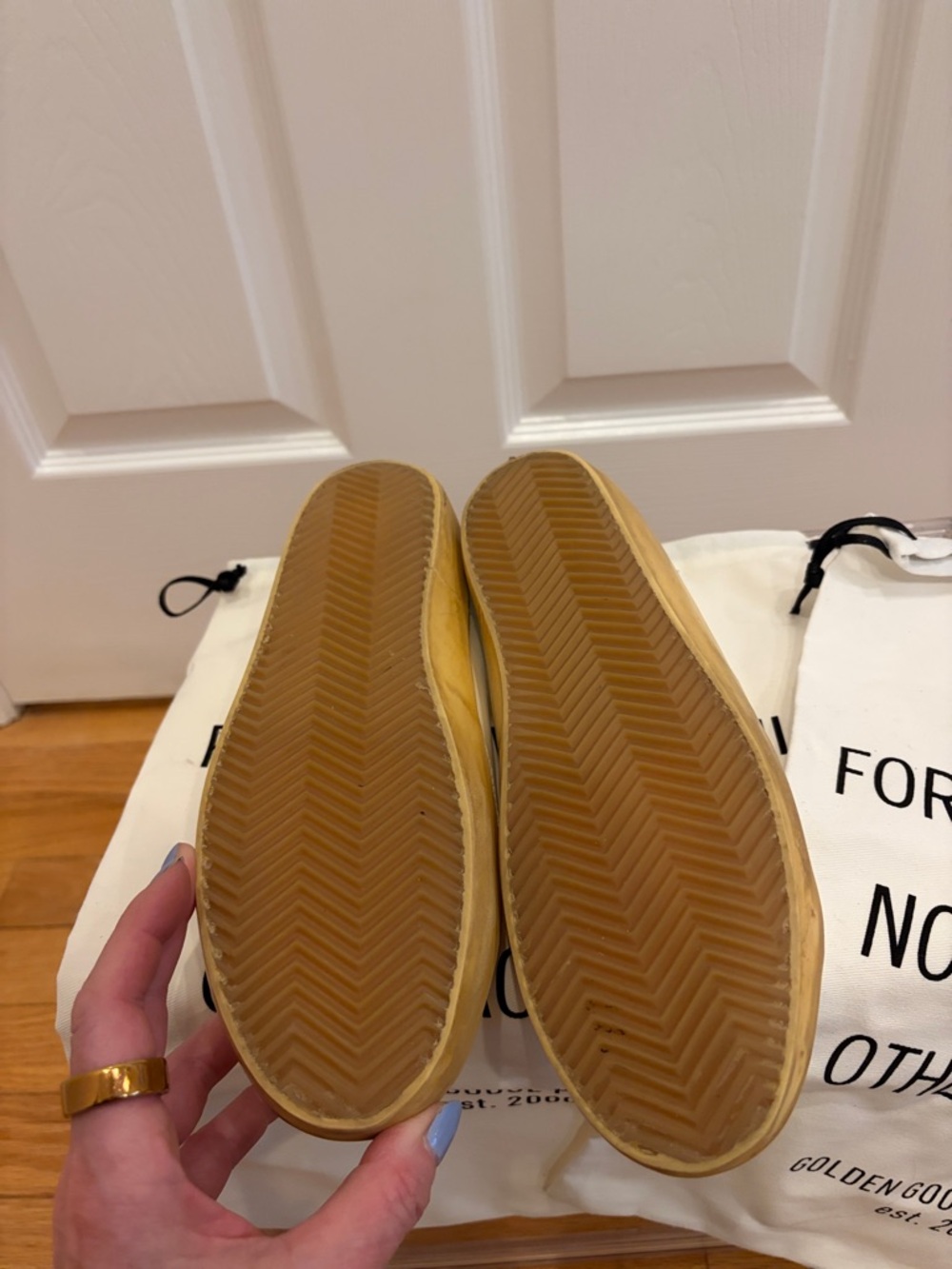 Golden Goose Cream & Silver Superstar Sneakers/Slides. Worn twice. - Picture 6 of 6